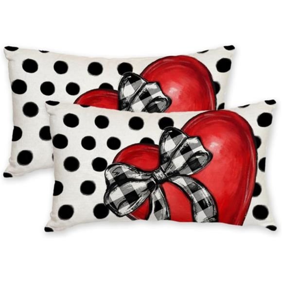 Farmhouse Throw Pillow Covers Valentines Day Decor Decorative Accent Cases Set - Picture 1 of 5